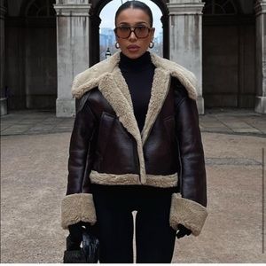 coat with faux fur hood zara